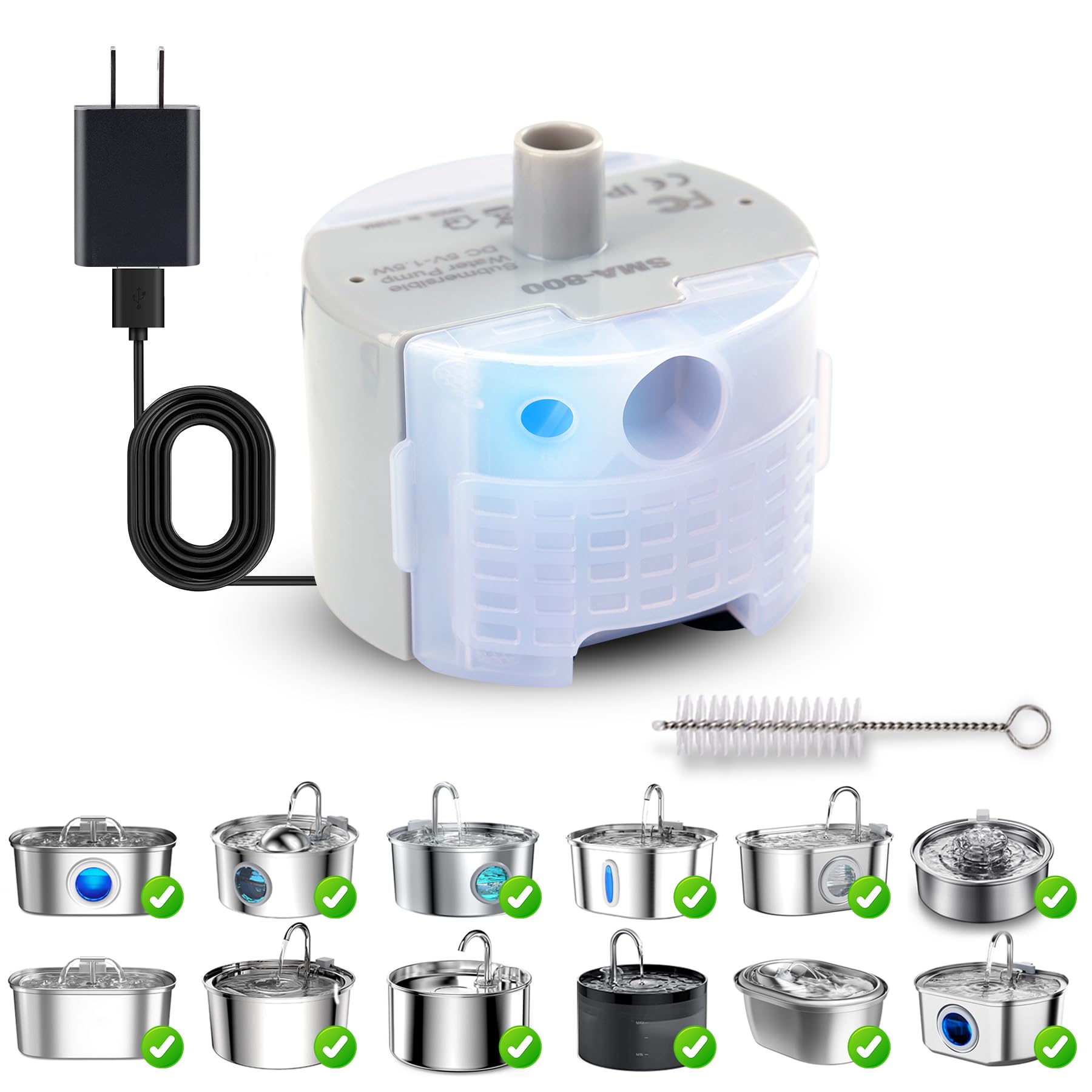 OYES SMA-800 submersible pump bottom view for quiet fountain circulation.