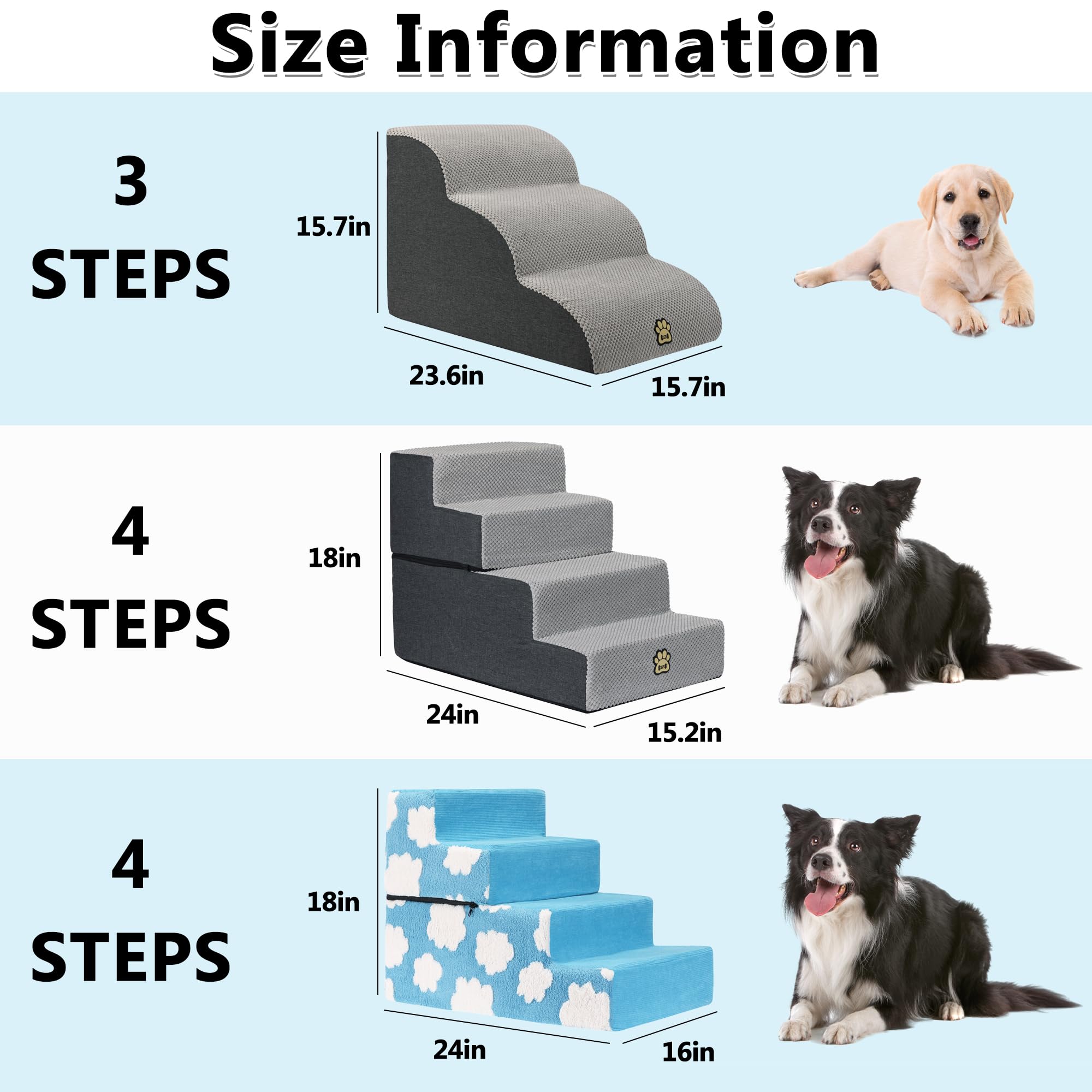 OYLZ Pet Steps high-density foam maintains shape for secure footing.