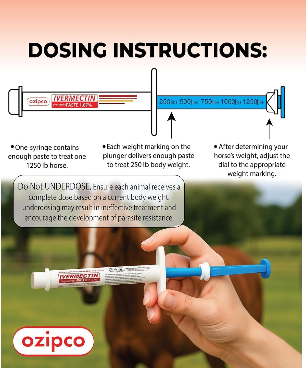 OZIPCO six-tube pack for ongoing horse care.