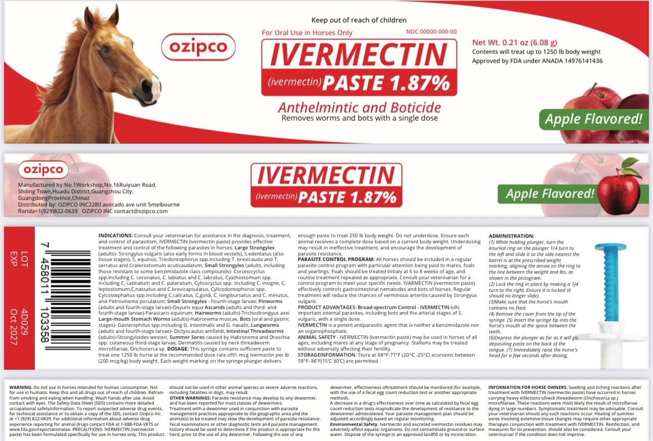 OZIPCO 4-pack ivermectin paste for multiple dosing days