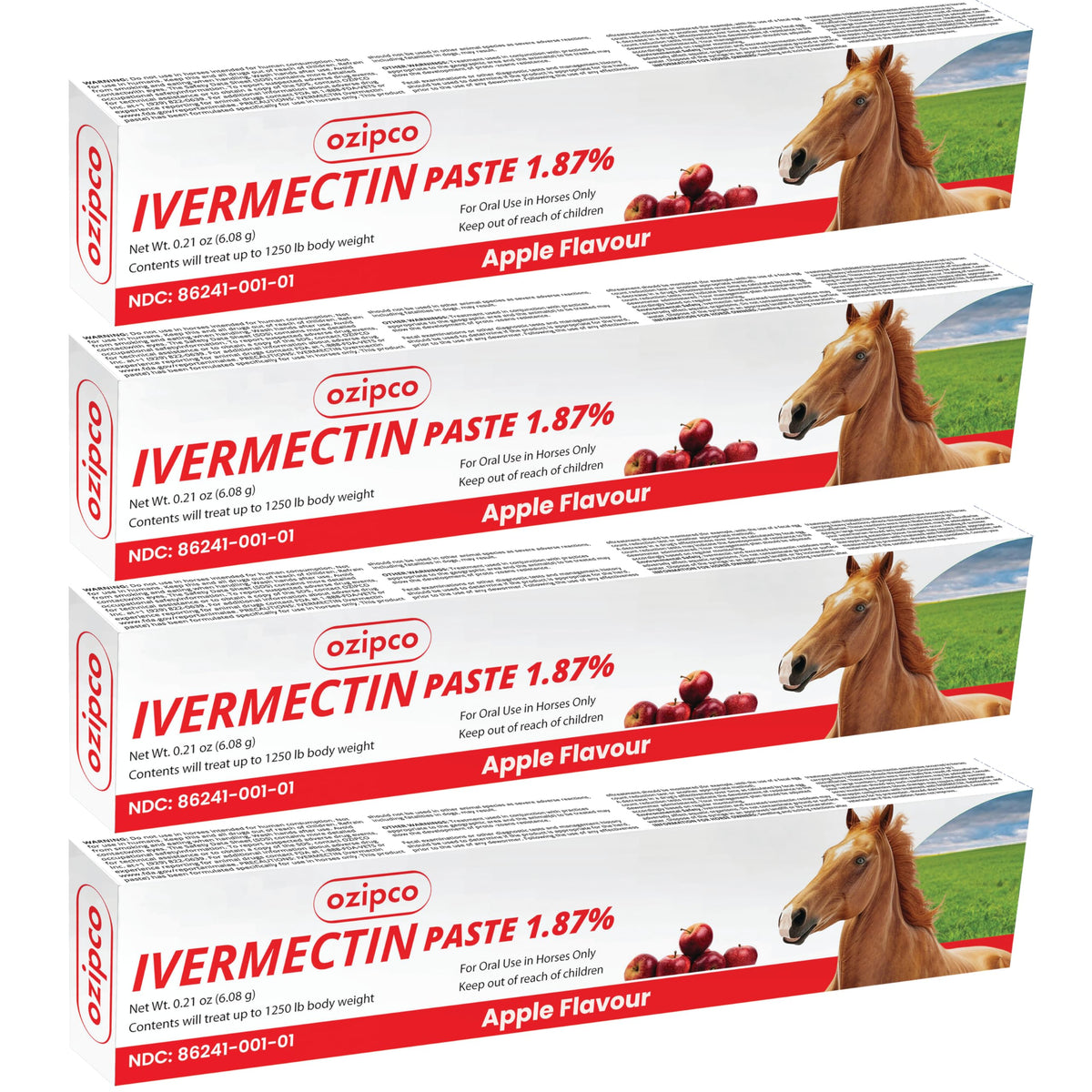 OZIPCO ivermectin horse paste apple flavor 6.08g syringe for easy dosing