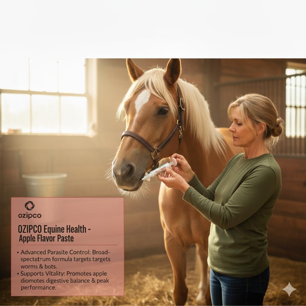 OZIPCO apple-flavor horse paste packaging for hassle-free administration