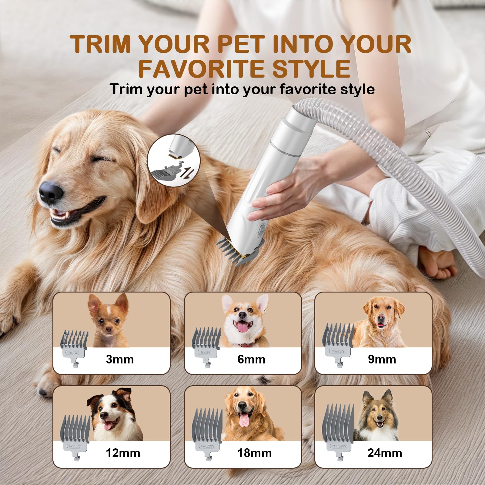 Ozumek 1.5L detachable dust cup enables quick, mess-free cleanup after grooming