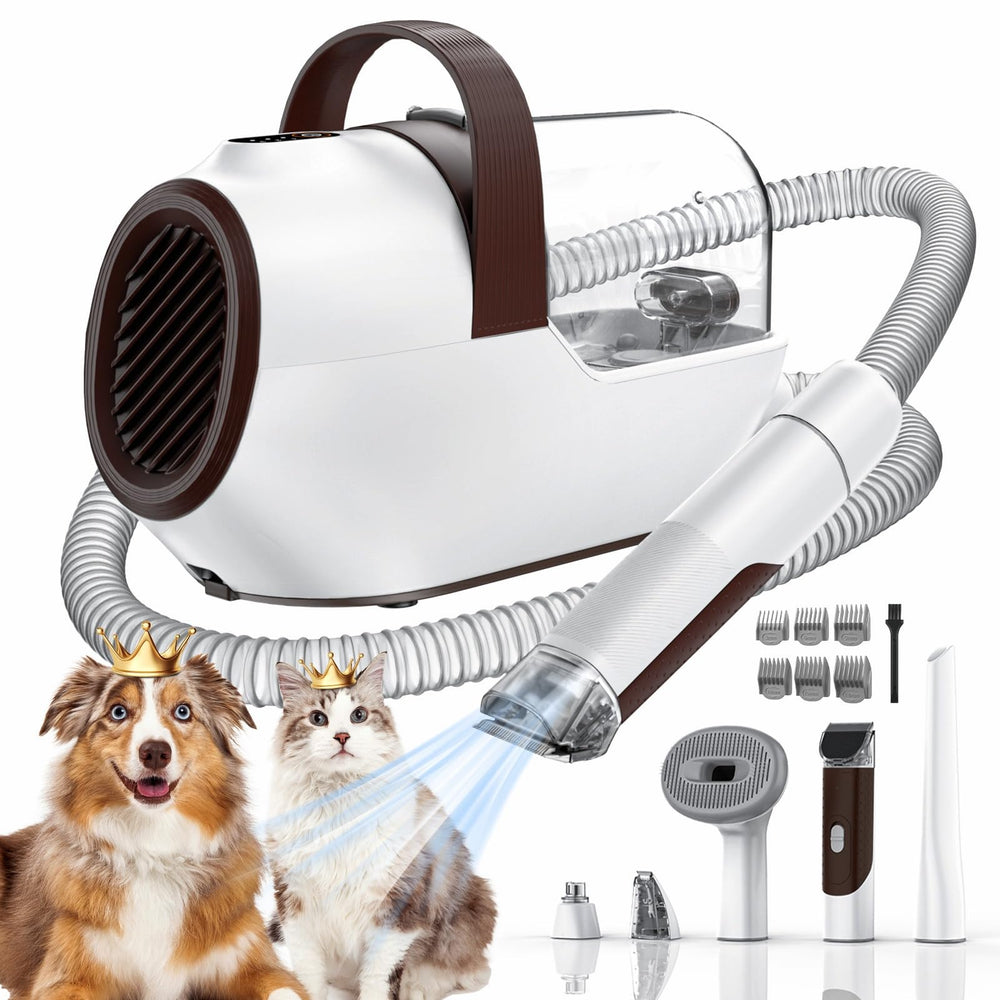 Ozumek dog grooming vacuum front view, powerful suction for efficient grooming sessions.