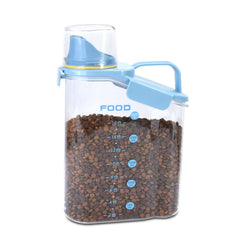 P-ZOONPE blue dog food container with pour spout for easy serving.