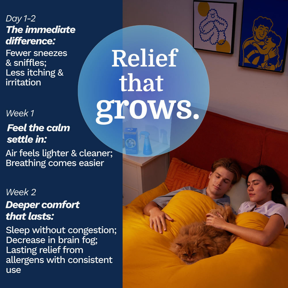 Pacagen allergen relief in action inside a home setting