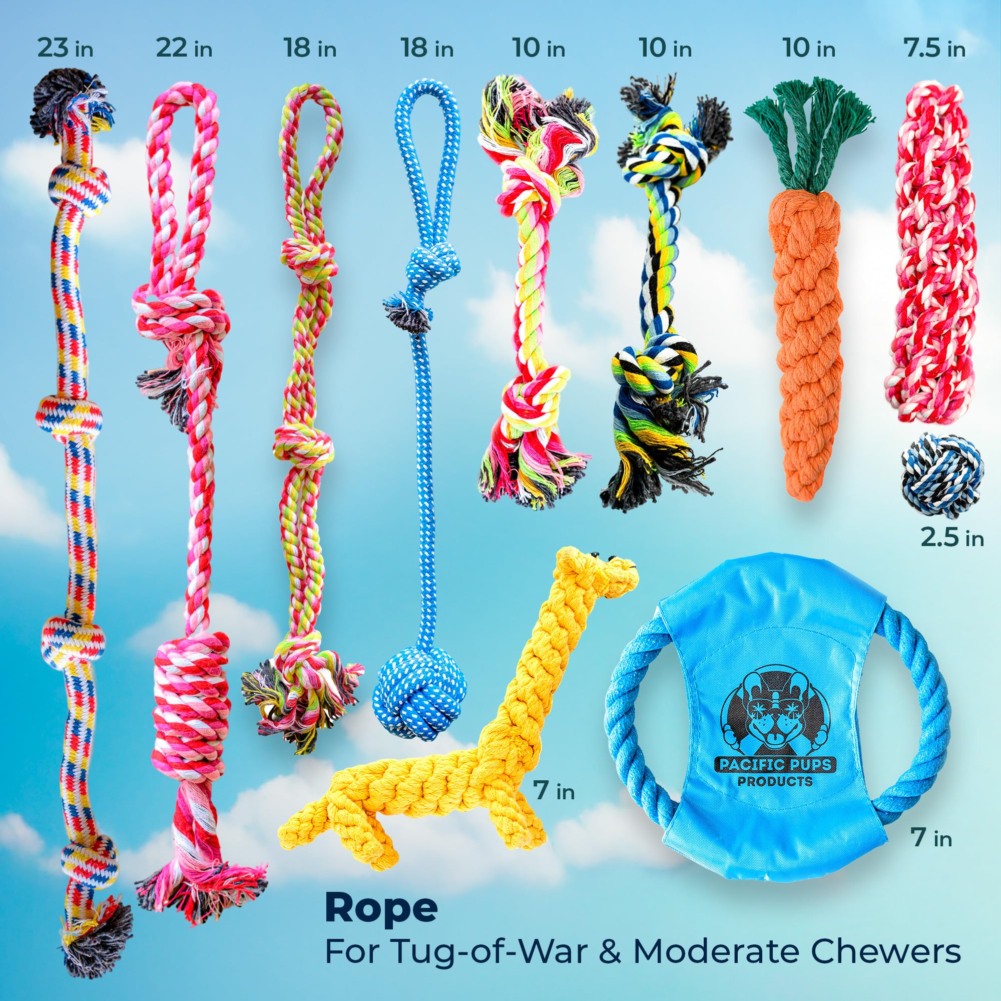 Pacific Pups dental giraffe flossie toy for interactive chewing.