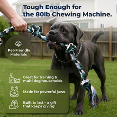 Pacific Pups cotton rope dog toy is gentle on the mouth during vigorous play