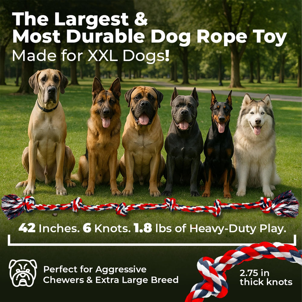 Pacific Pups 6-knots red rope toy supports longer chew sessions.