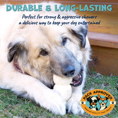 Pack Approved Beef Cheek Rolls sliced portion shown, perfect for medium dogs who love to chew