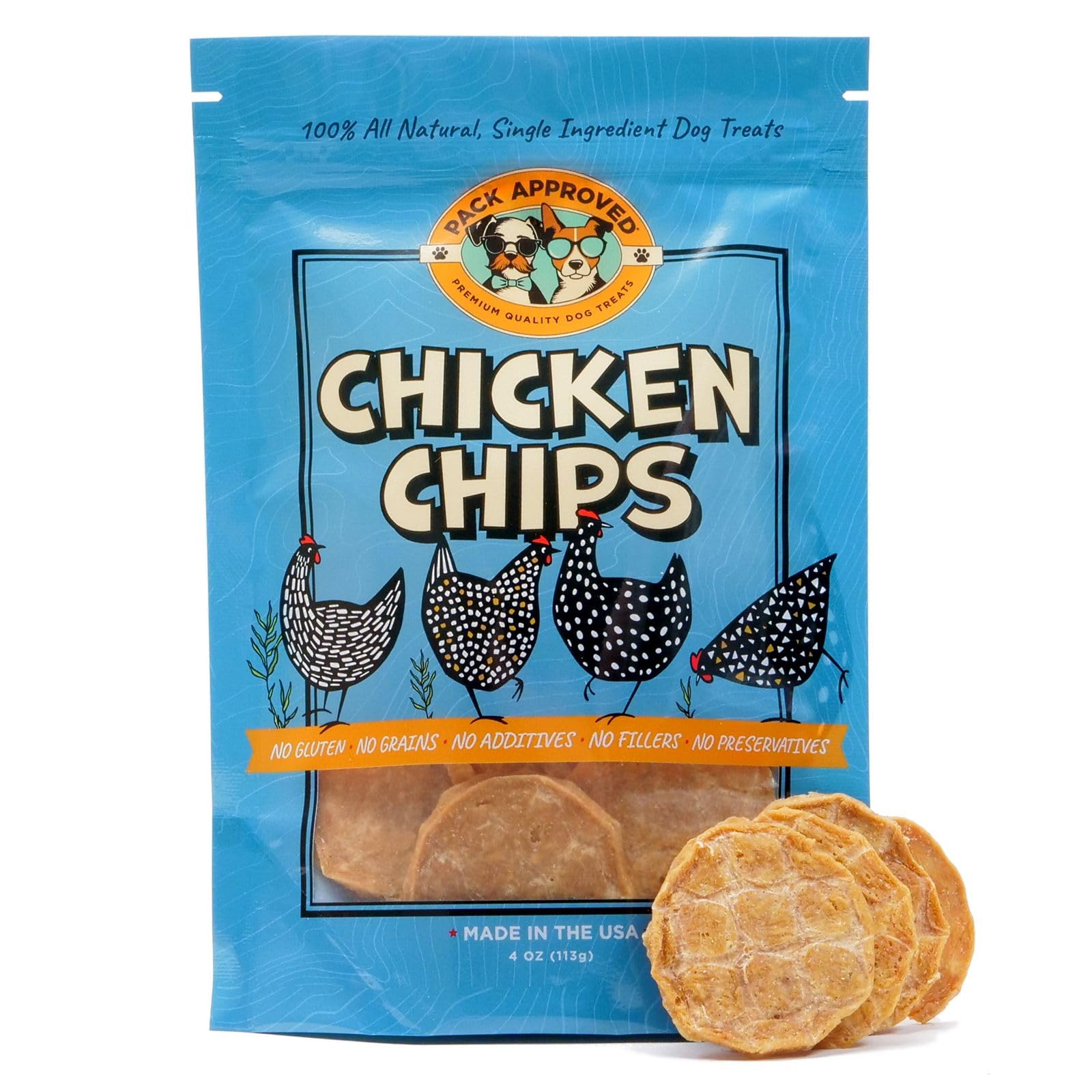 Pack Approved Chicken Chips provide a crunchy bite for dogs during playtime and enrichment.