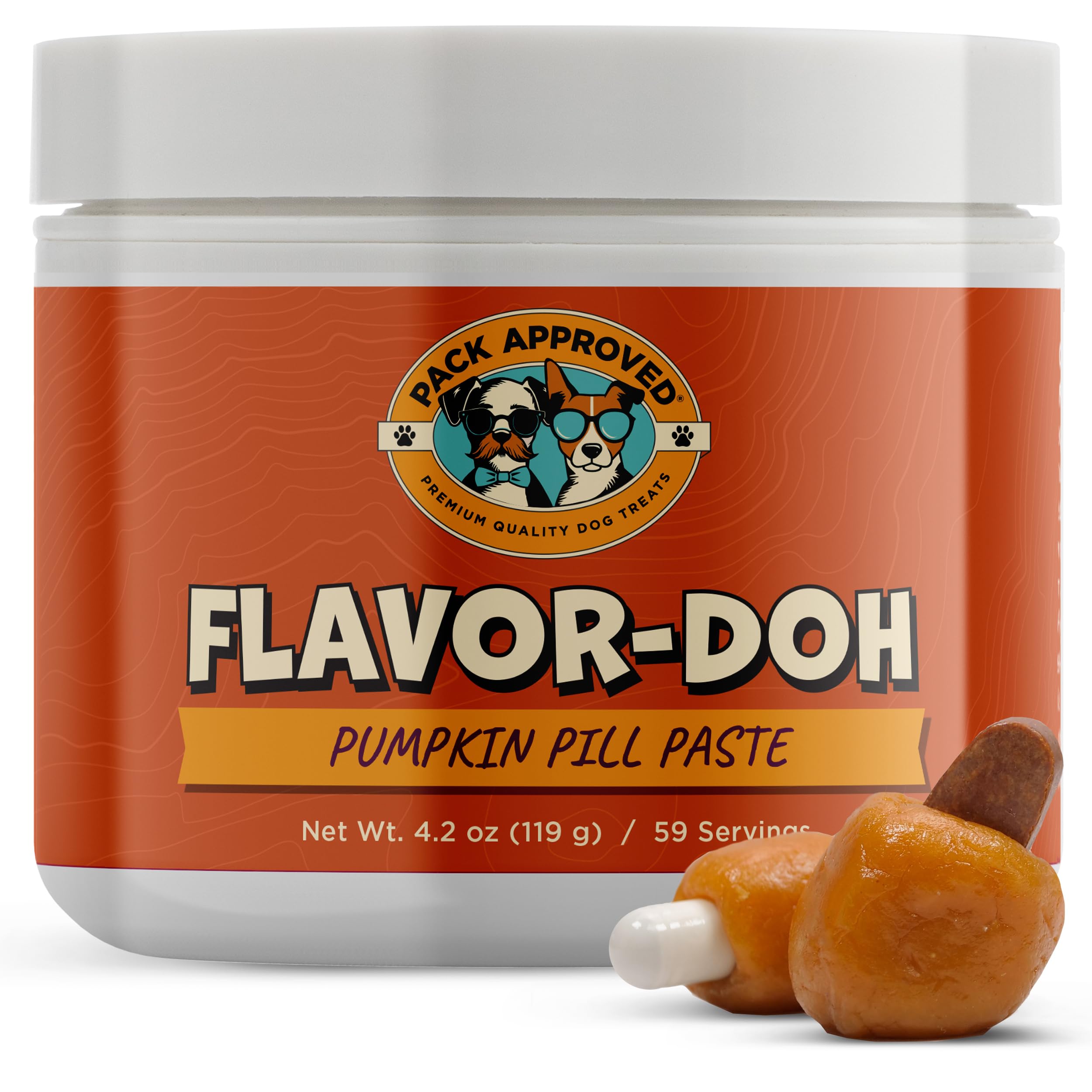 Pack Approved Flavor-Doh paste wrap closeup showing capsule being wrapped for easy dosing