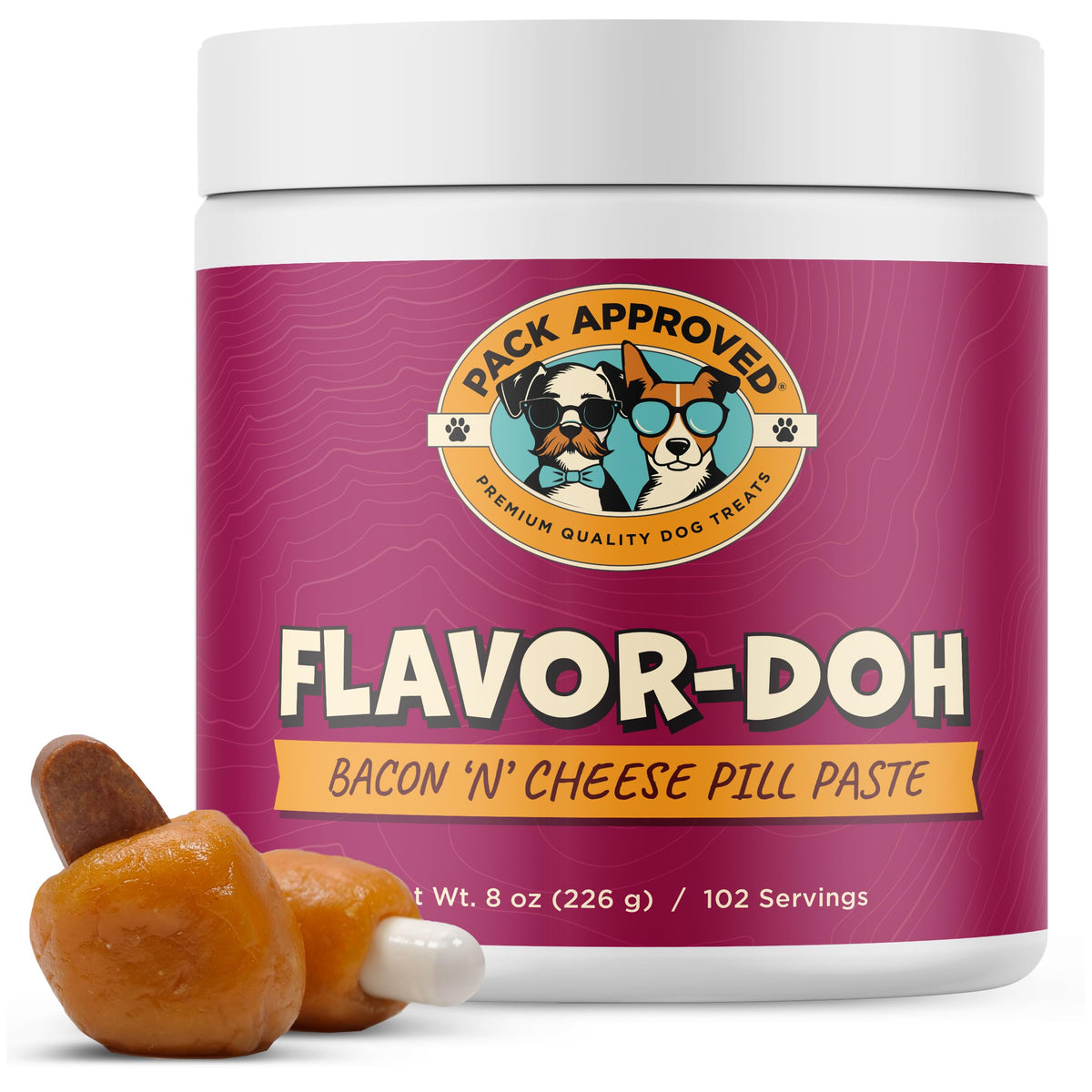 Pack Approved Flavor Doh wraps capsules for easier, mess-free dosing