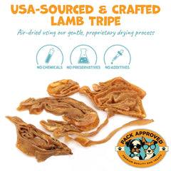 Pack Approved Lamb Tripe close-up displaying natural dehydrated texture.
