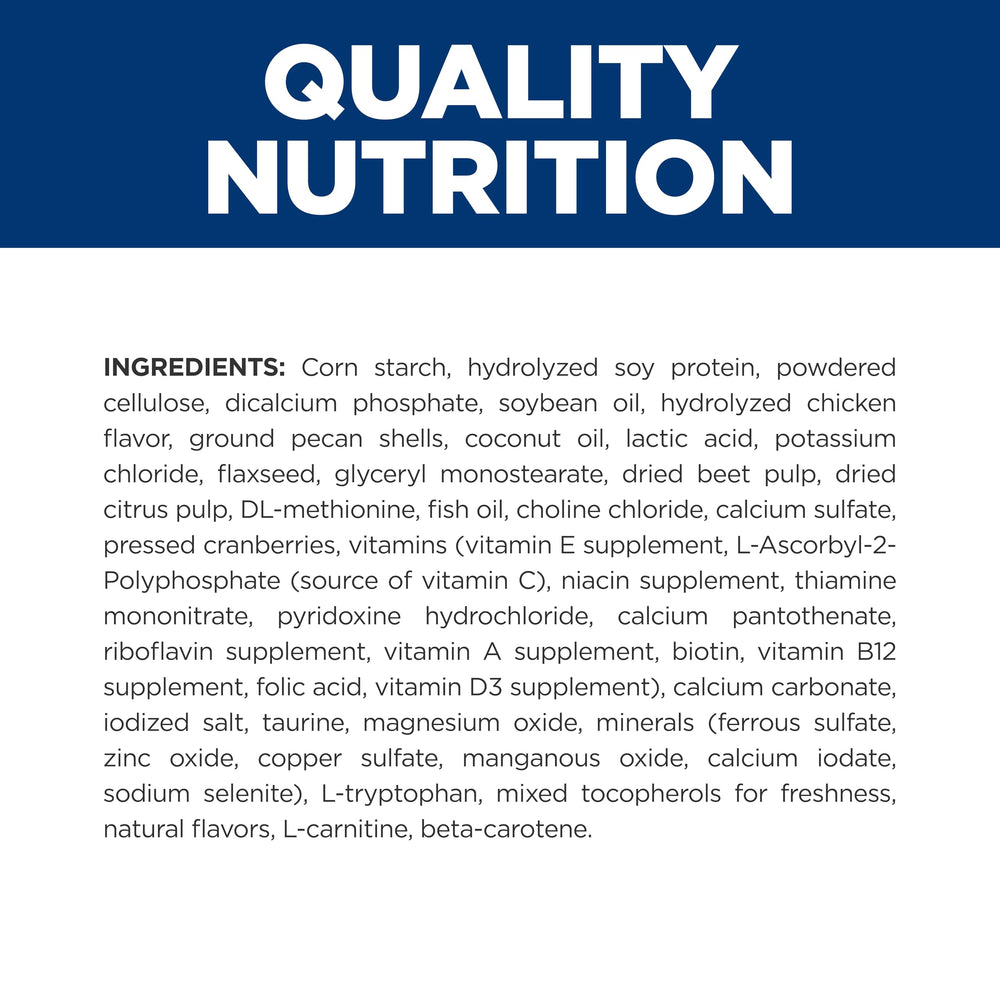Packaging back showing ingredients for Hill's Prescription Diet z/d Low Fat dog food