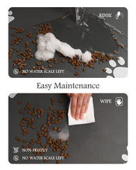 PADOOR anti-slip rubber-backed mat stays put during lively meals.