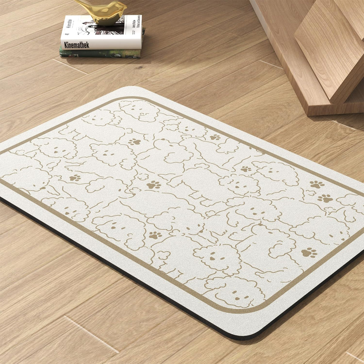 PADOOR pet feeding mat with absorbent surface to contain spills.