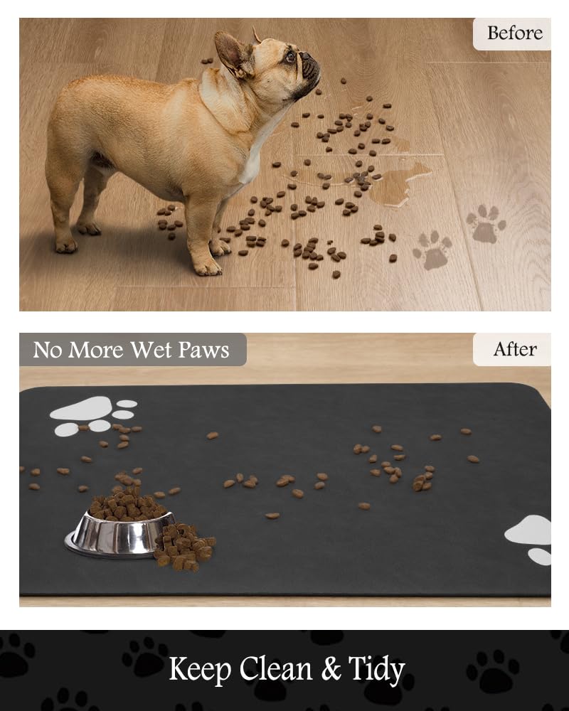 PADOOR anti-slip pet feeding mat stays in place during enthusiastic meals.