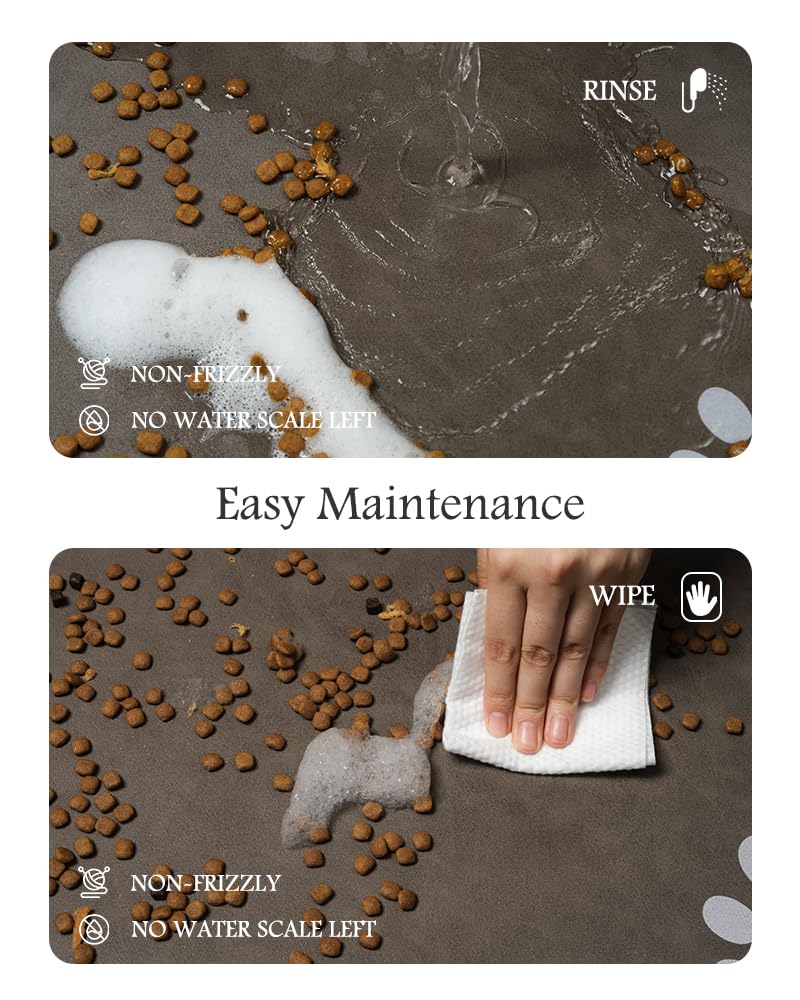 PADOOR mat features anti-slip backing to hold bowls in place