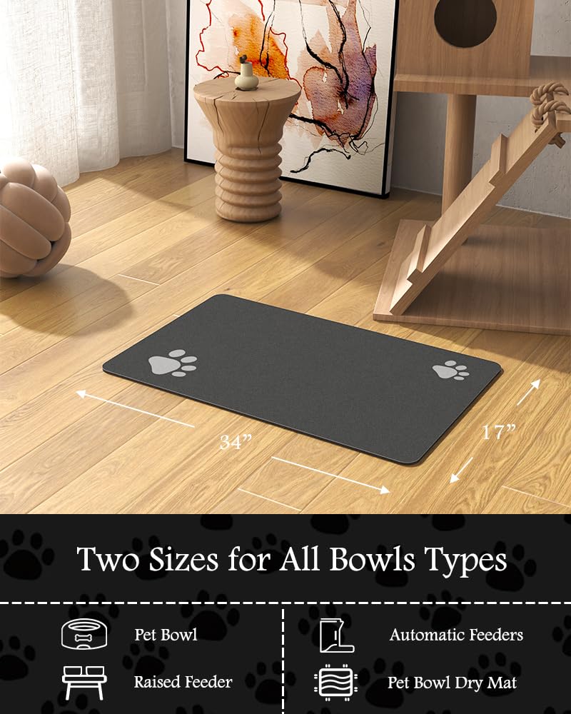 PADOOR versatile pet mat fits bowls, feeders, or as a drying mat.