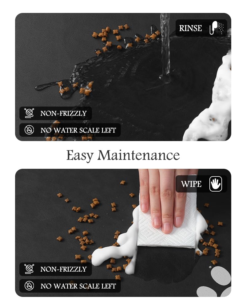 PADOOR feeding mat with waterproof bottom protects flooring from leaks.