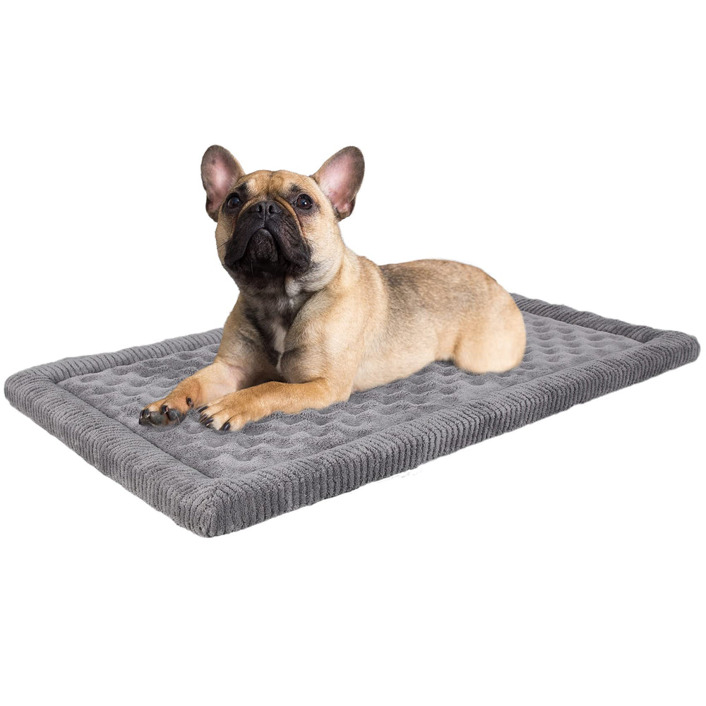 Pagged dog crate pad 30x19 gray fits a 30-inch crate for comfort.