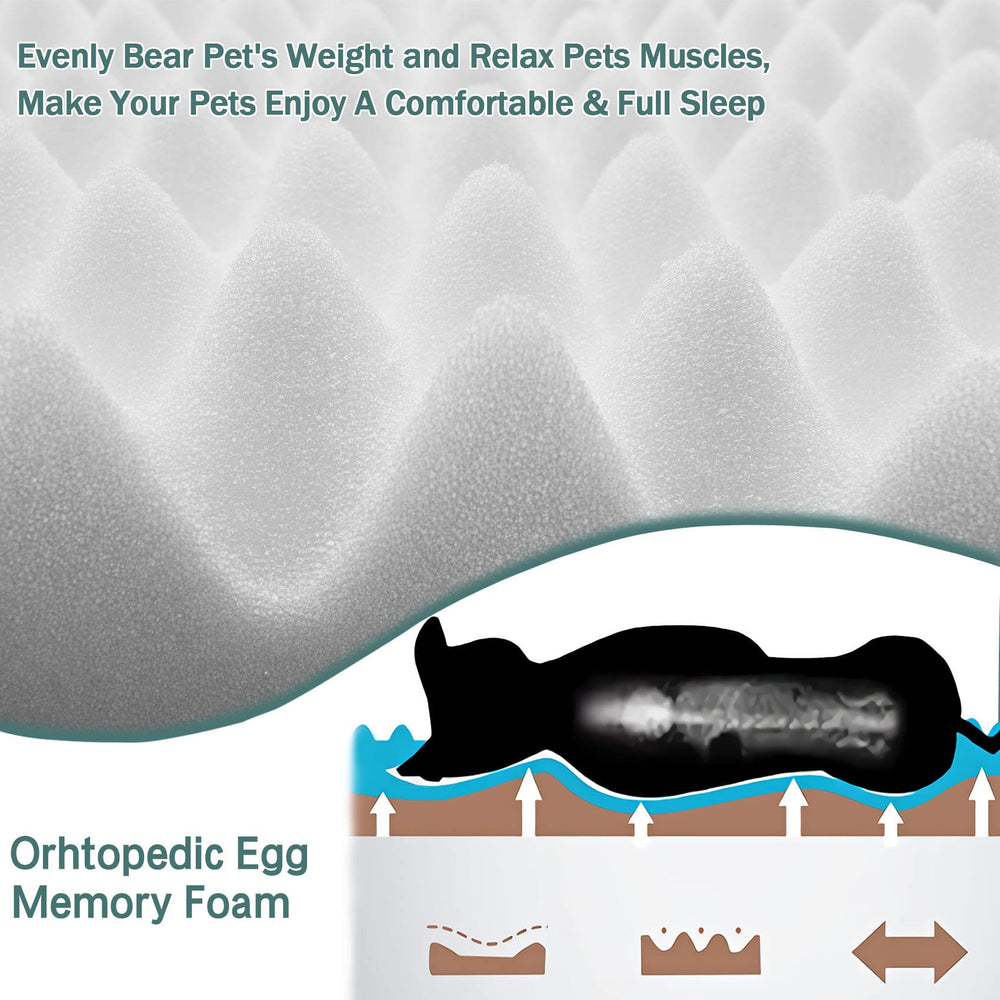 PAGGED orthopedic memory foam layer provides balanced support for small and medium dogs.