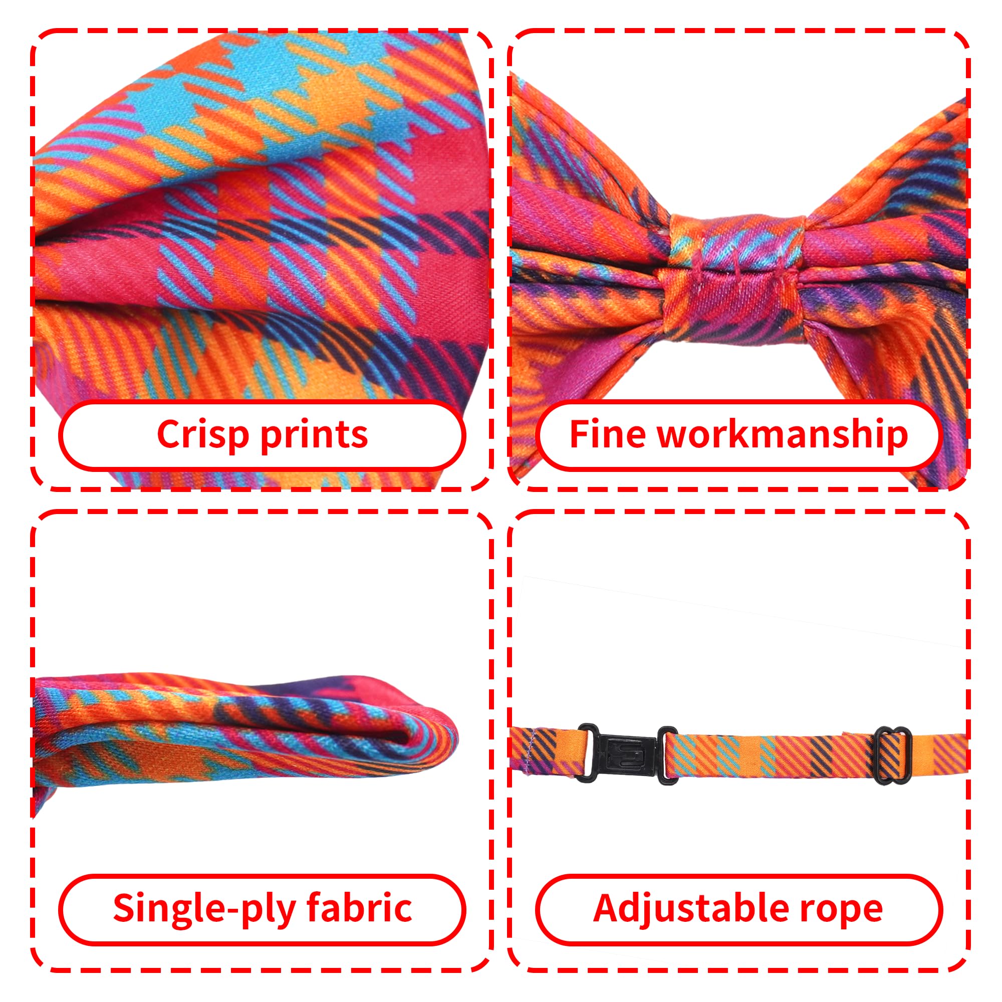 Pai Sence plaid bow tie on large neck, adjustable fit