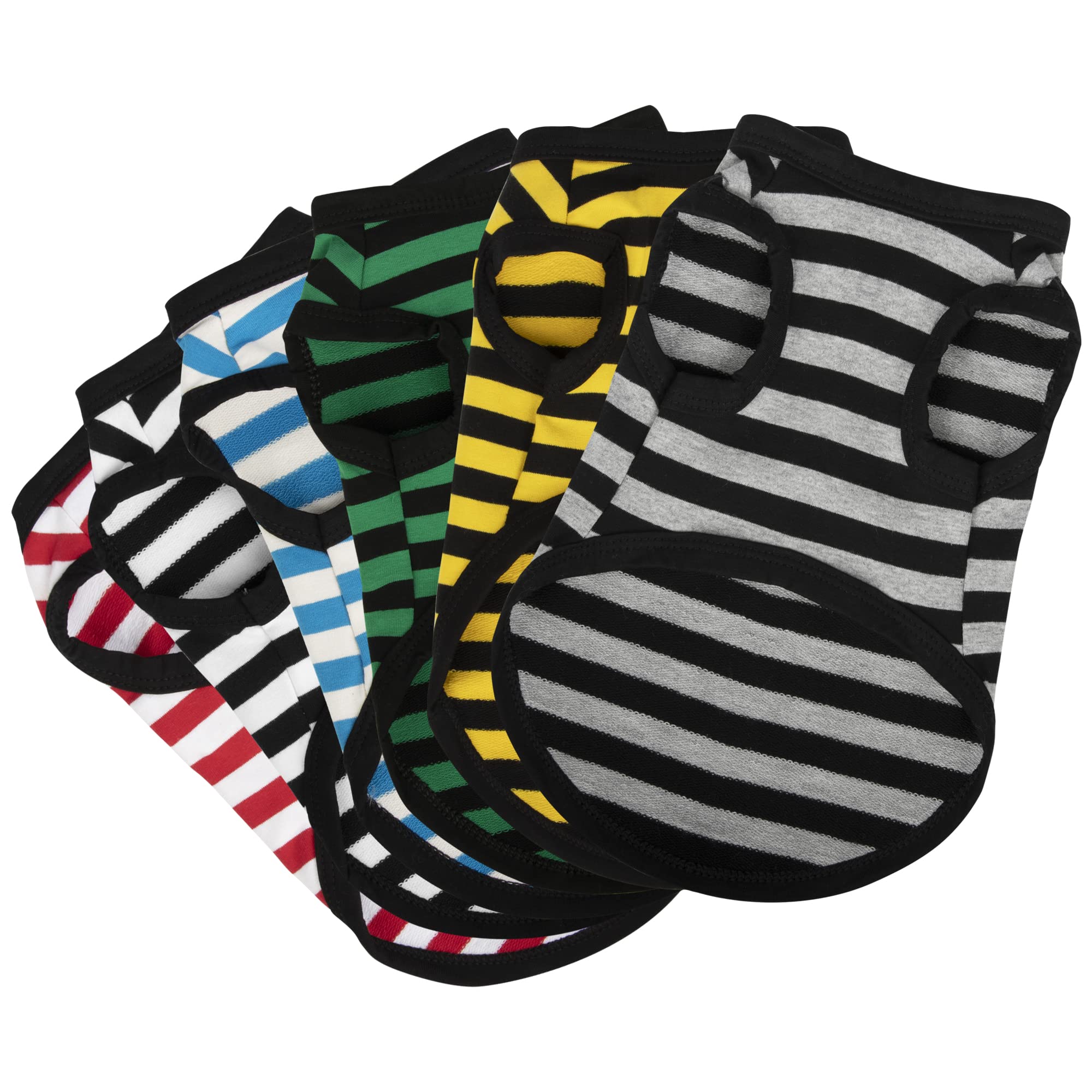 Paiaite striped shirt set six-piece bundle for stylish daily wear on small to medium dogs.