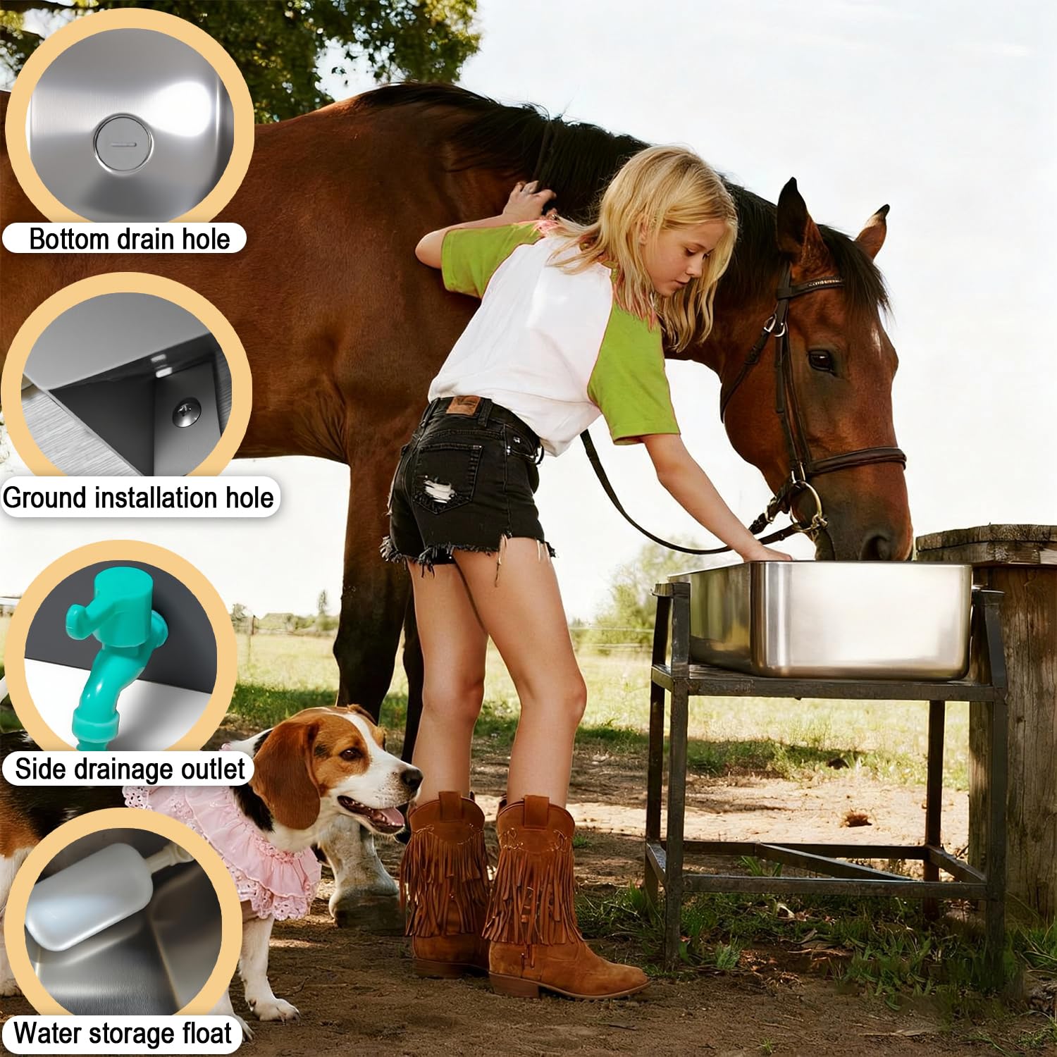 Paiaojia four-fixed-feet anti-tip design anchors the waterer securely