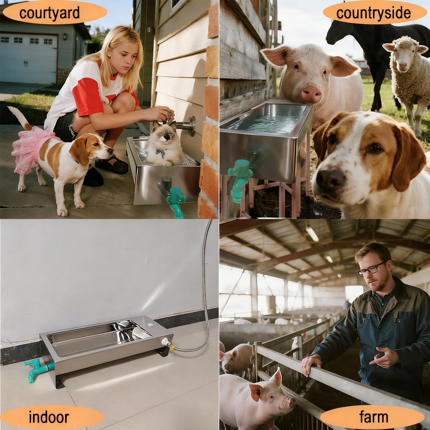 Paiaojia rolled-edge water trough designed for safe drinking and easy cleaning