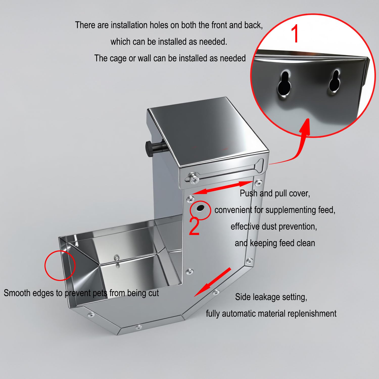 Paiaojia stainless steel trough inside cage for long-lasting use