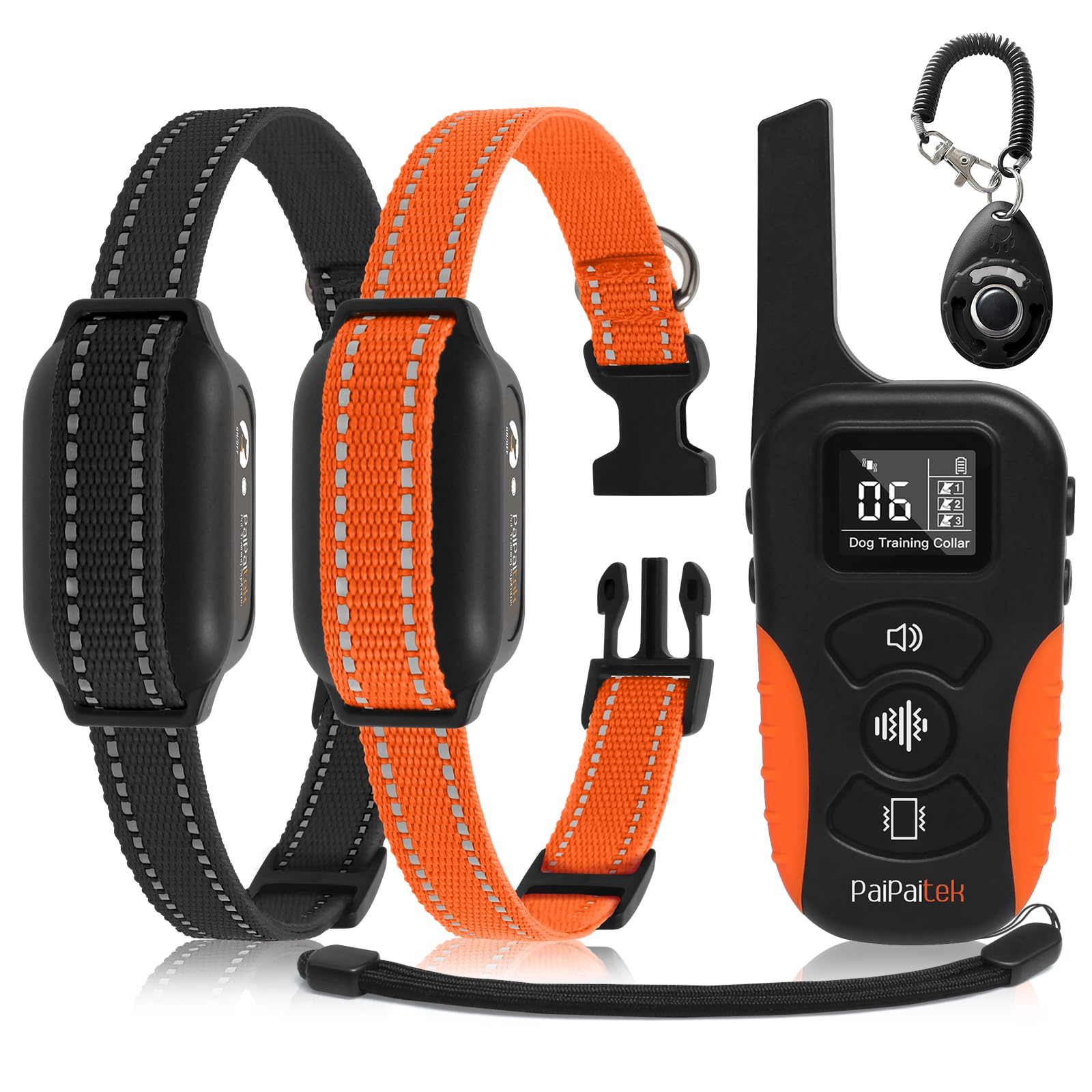 PaiPaitek dog vibration collar with controller for two dogs – convenient multi-dog training.