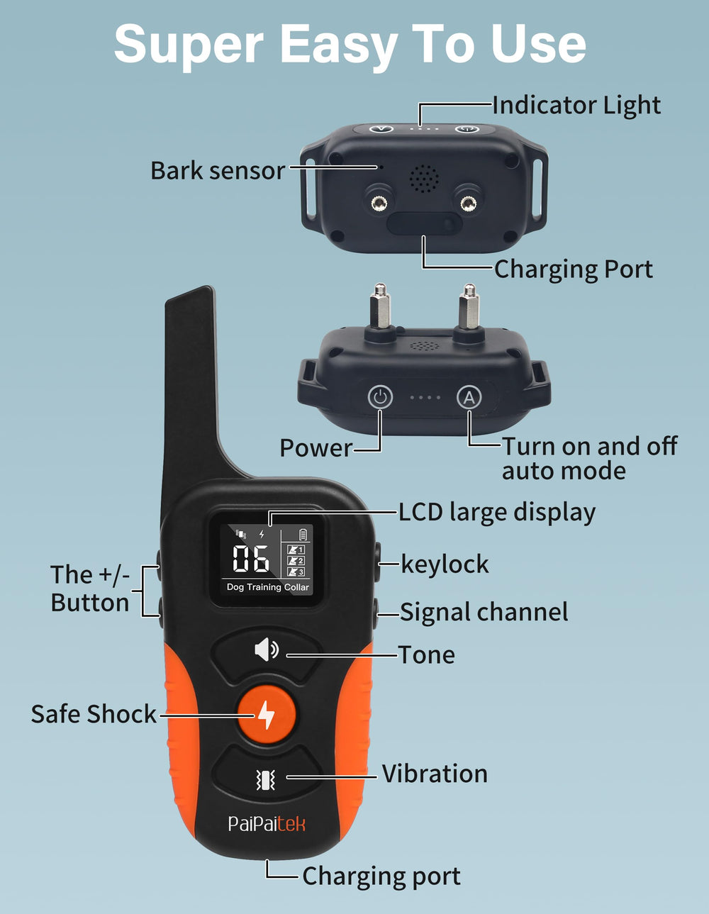 PaiPaitek dual charging cables speed up power up between sessions.