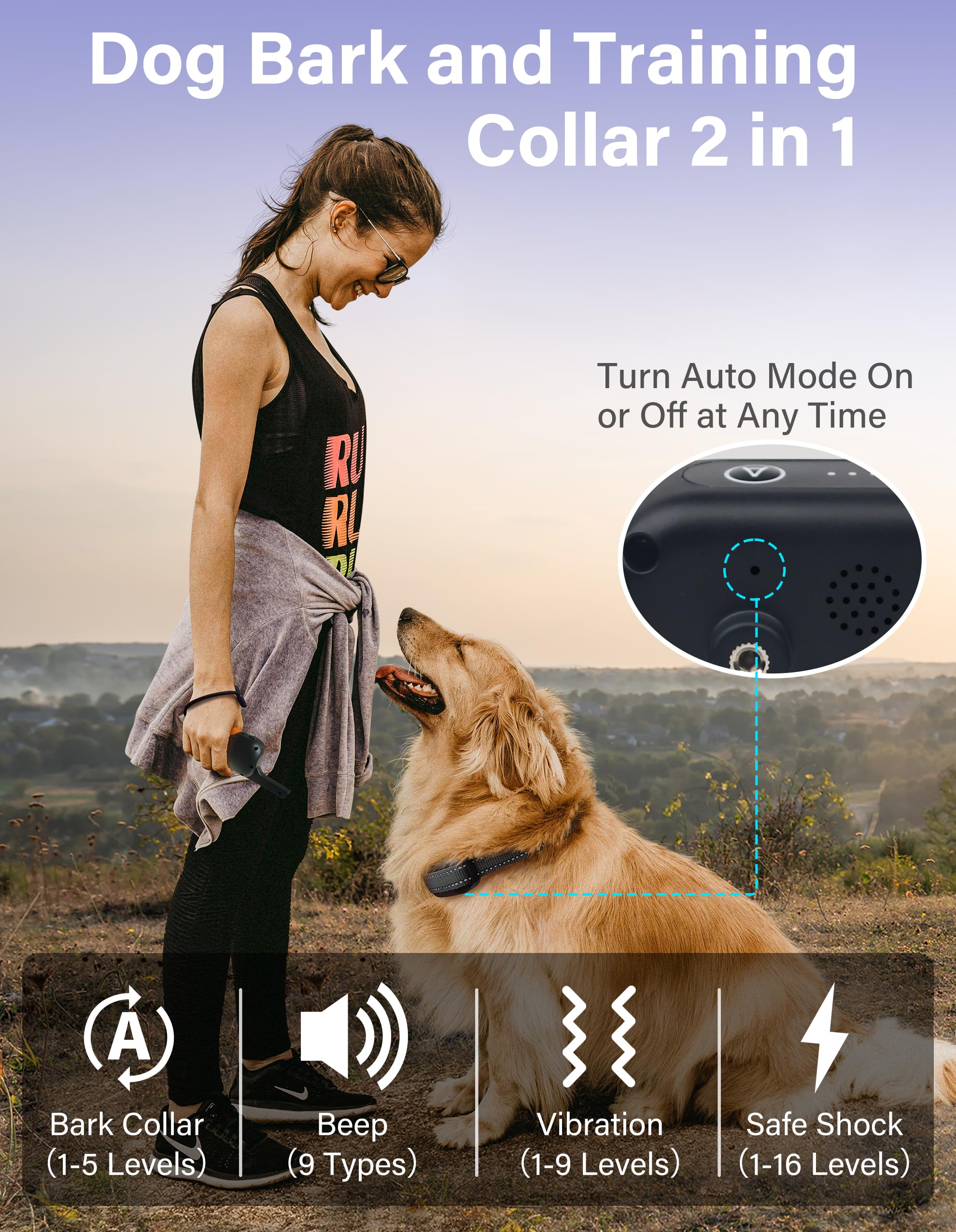 PaiPaitek waterproof receiver on a dog for outdoor durability.