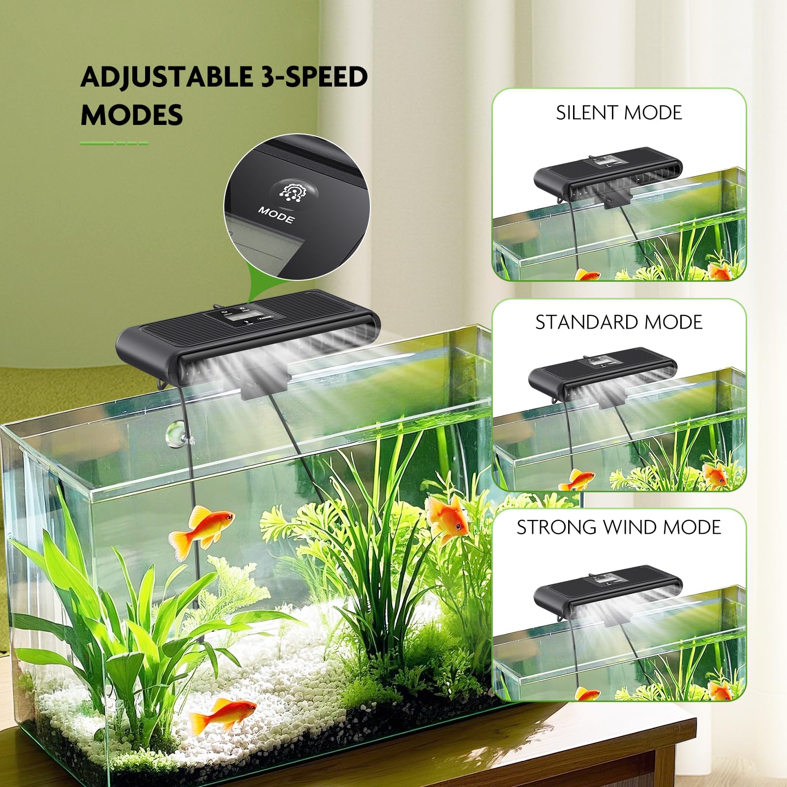 PAIZOO aquarium chiller fan 45-degree adjustable outlet directs airflow precisely
