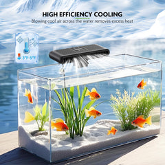 PAIZOO aquarium chiller fan LCD display showcasing real-time tank temperature readout