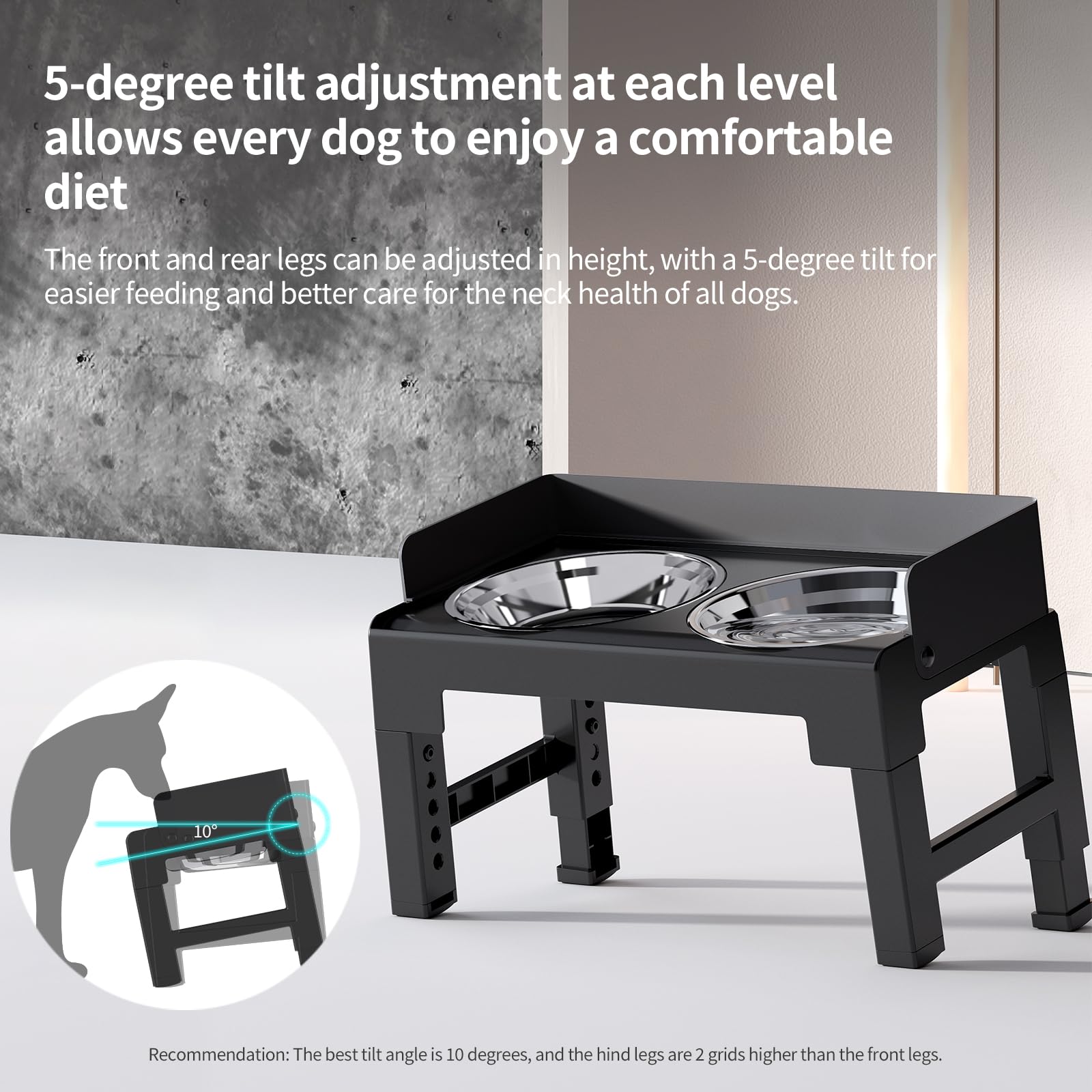 PAKEWAY height-adjustable legs locked view highlights versatile sizing for different dogs