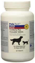Pala Tech Cranberry Plus bottle front showing pet-friendly chewables for urinary support.