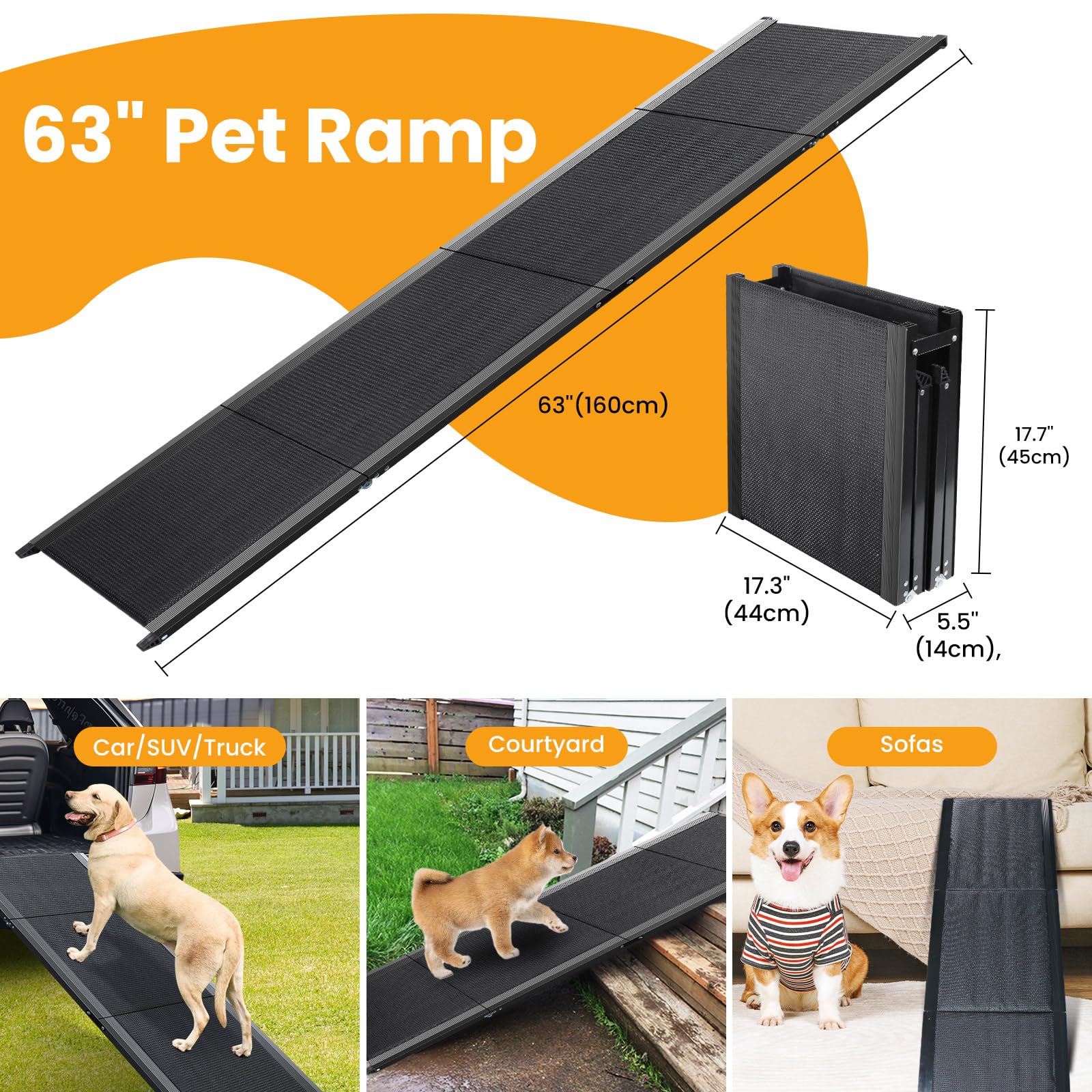 PALATALA aluminum dog ramp provides a durable frame for large breeds.