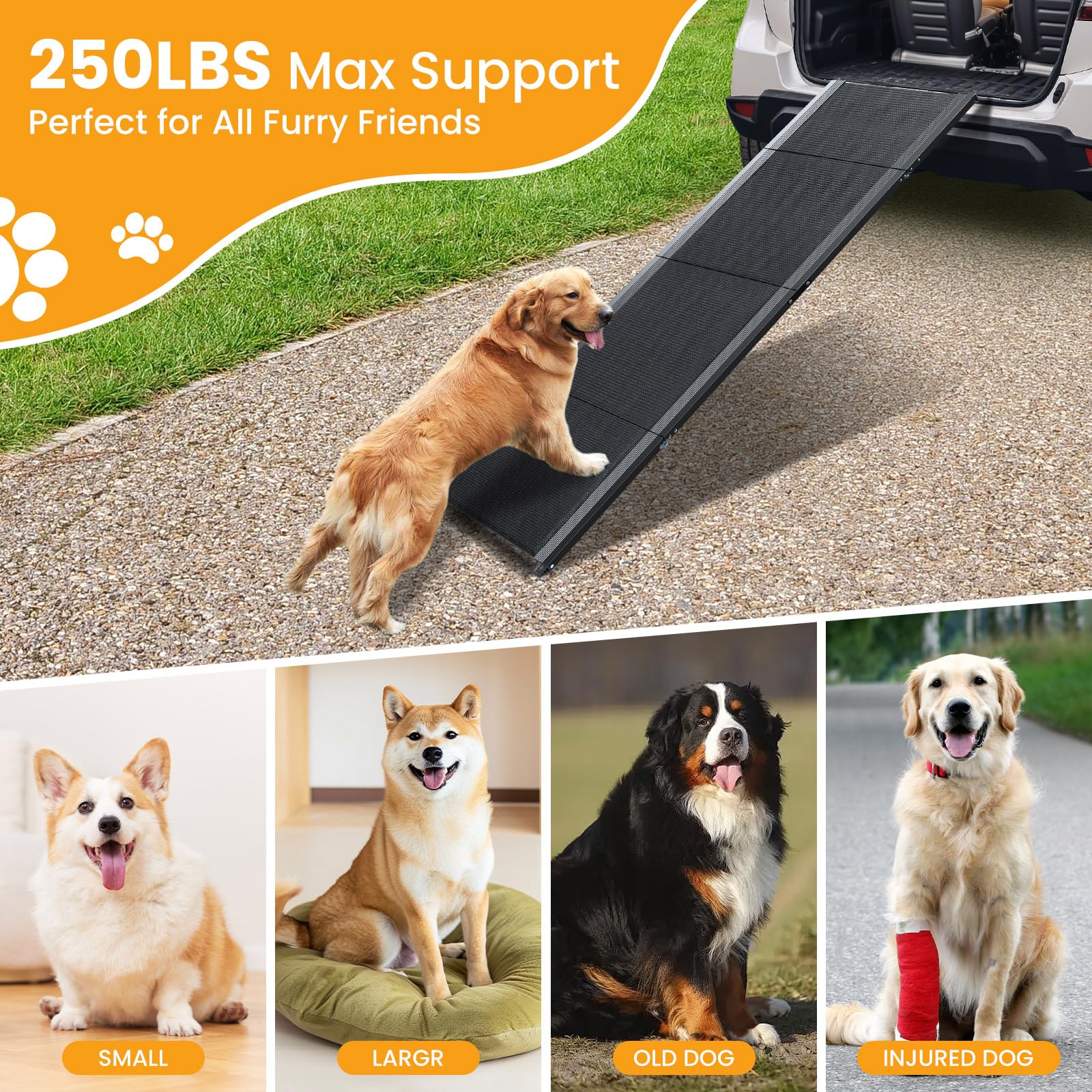 PALATALA dog ramp for car, SUV, or truck suits many vehicles.
