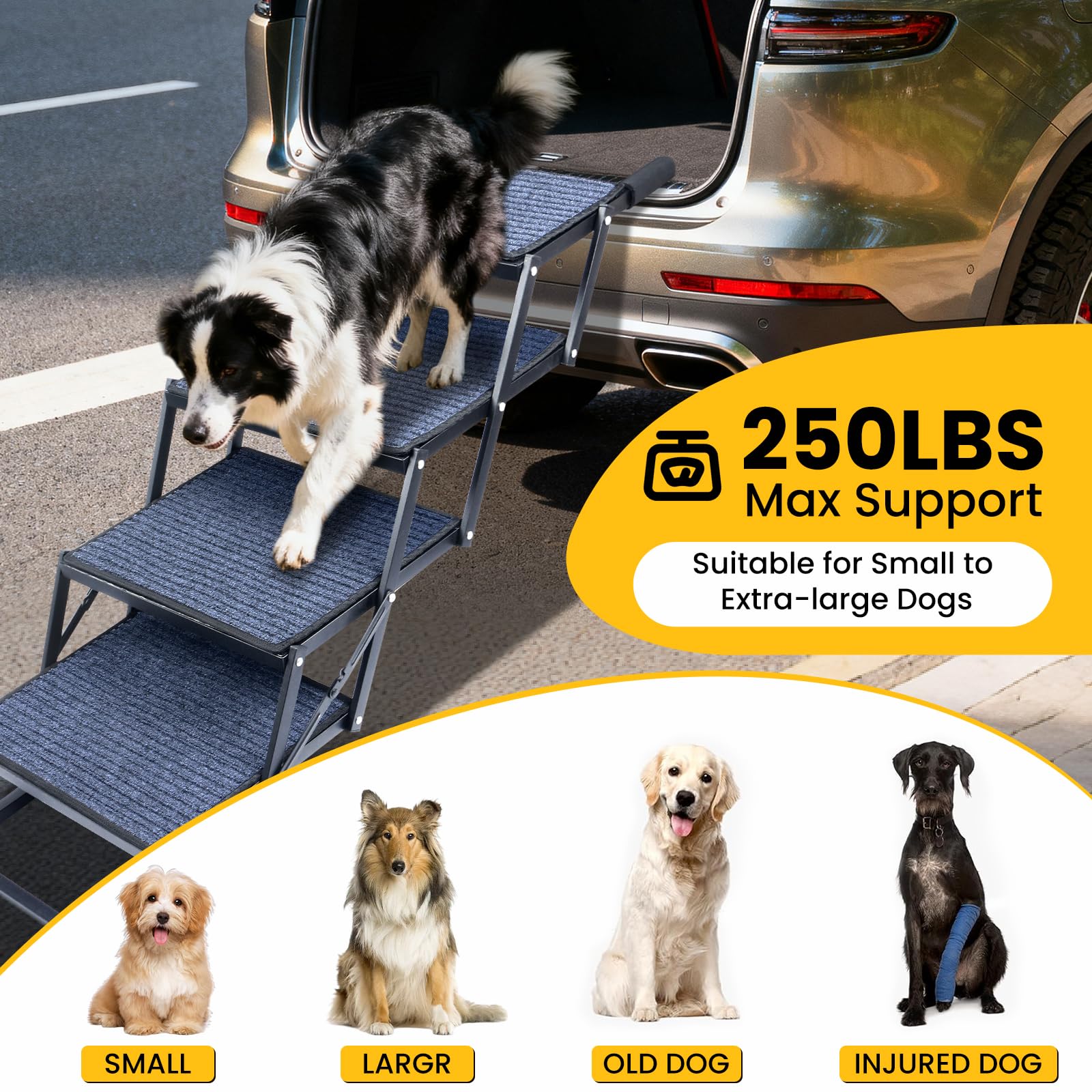 Palatala dog stairs car adjustable height for versatile vehicle entry.