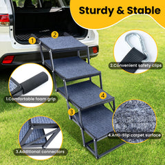 Palatala dog stairs car non-slip surface provides secure footing in wet conditions.