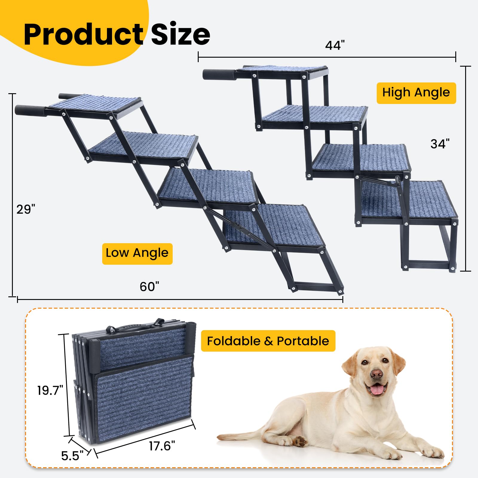 Palatala dog stairs folded compact demonstrate easy storage after trips