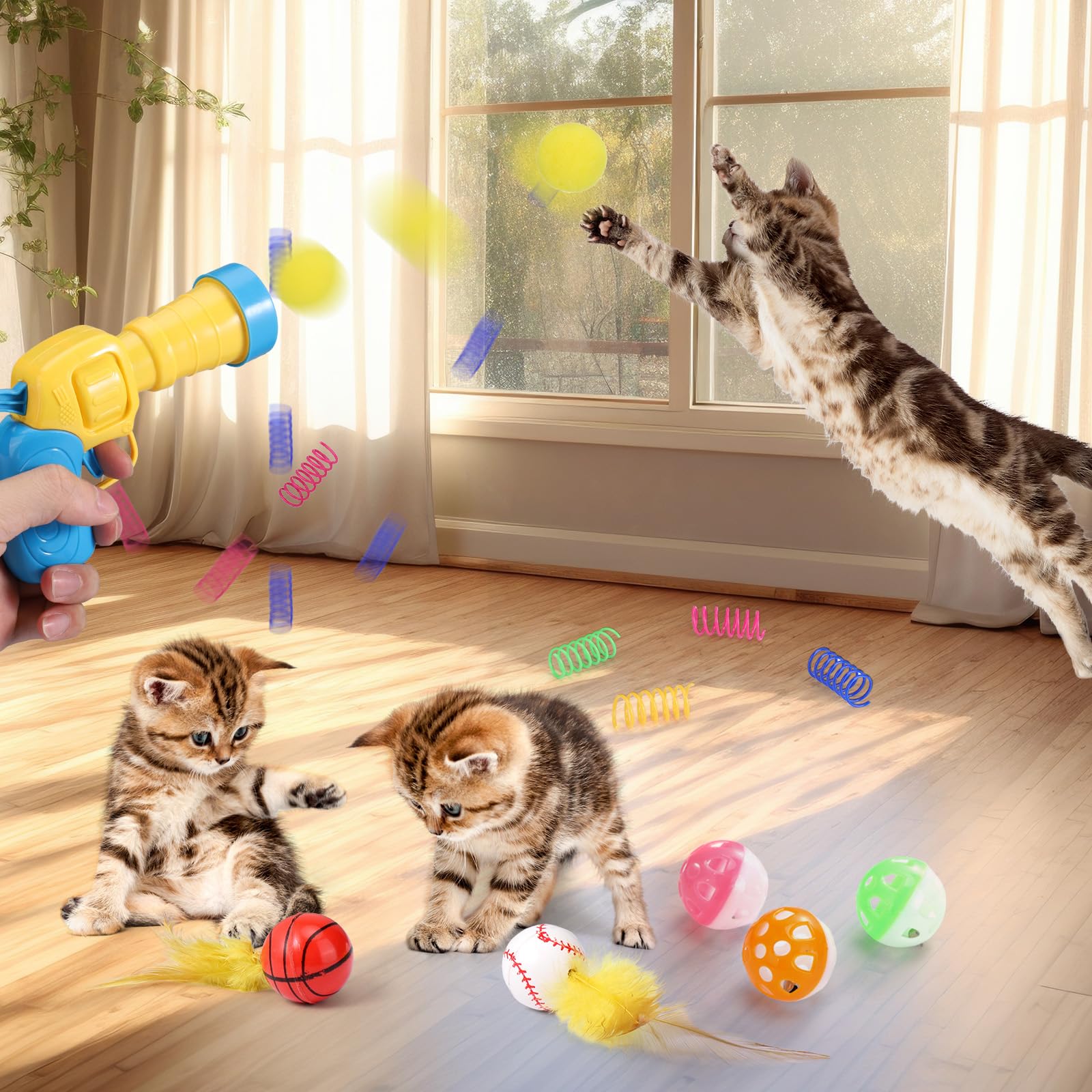Palksky cat spring toy set offers bouncy partners for playful sessions