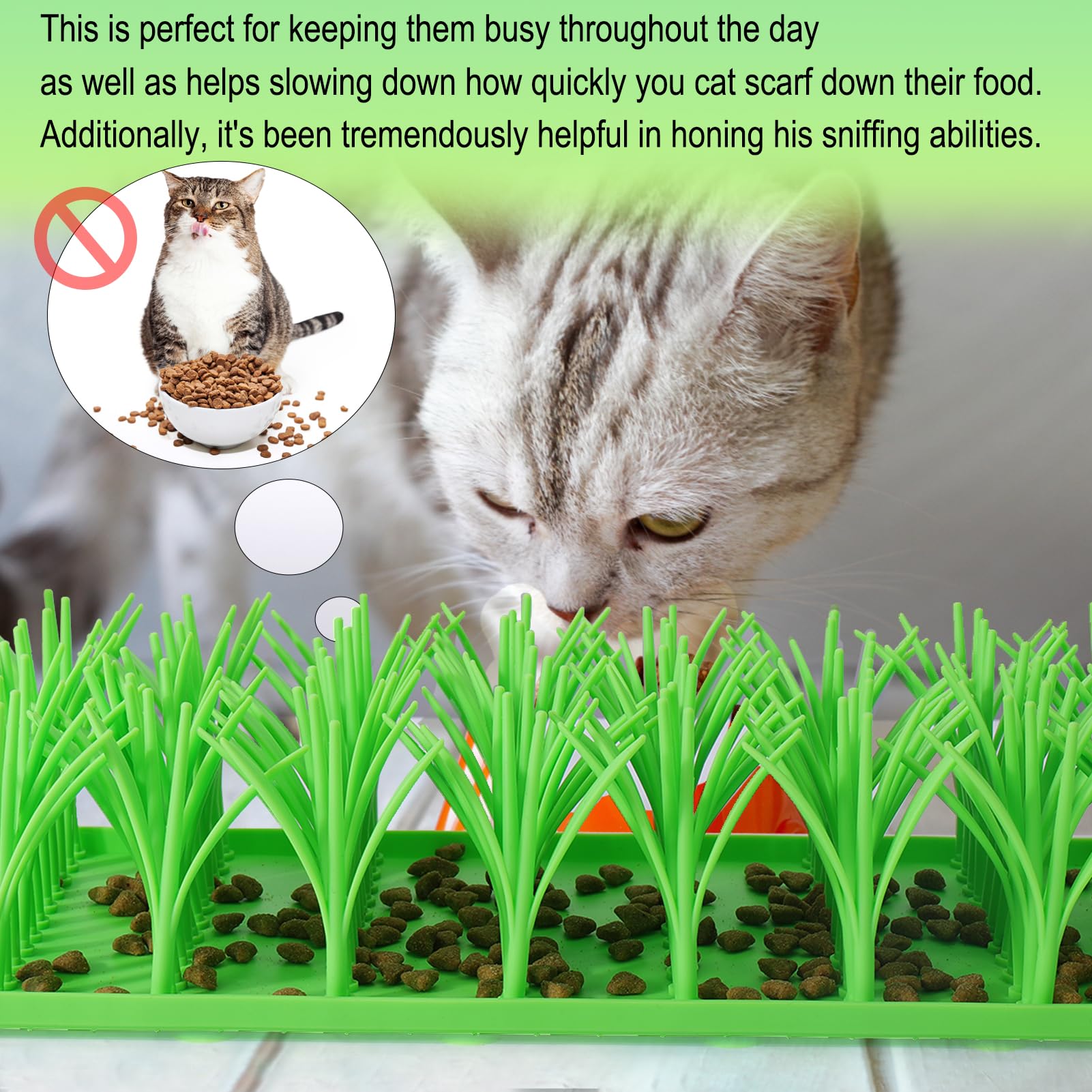 Palksky slow-food mat with foraging food in mat promotes interactive feeding.