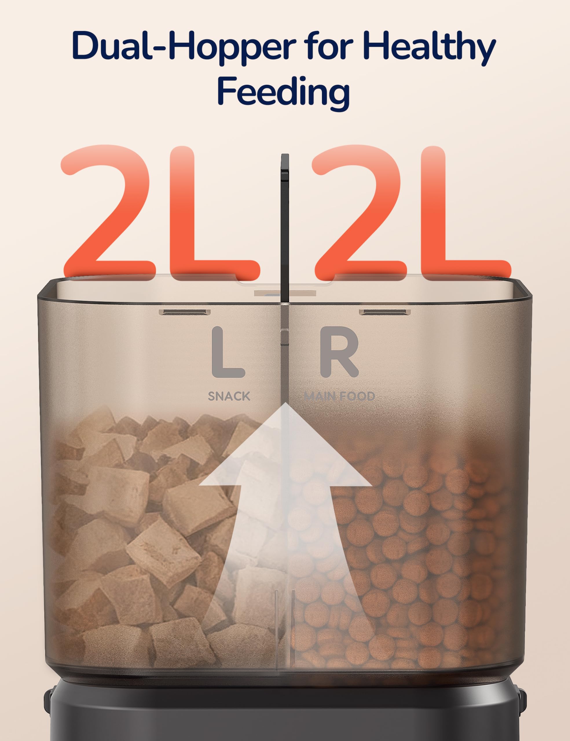 PalNests feeder dry food compartment close up showing fresh seal design for freshness.