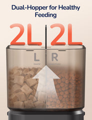 PalNests feeder dry food compartment close up showing fresh seal design for freshness.