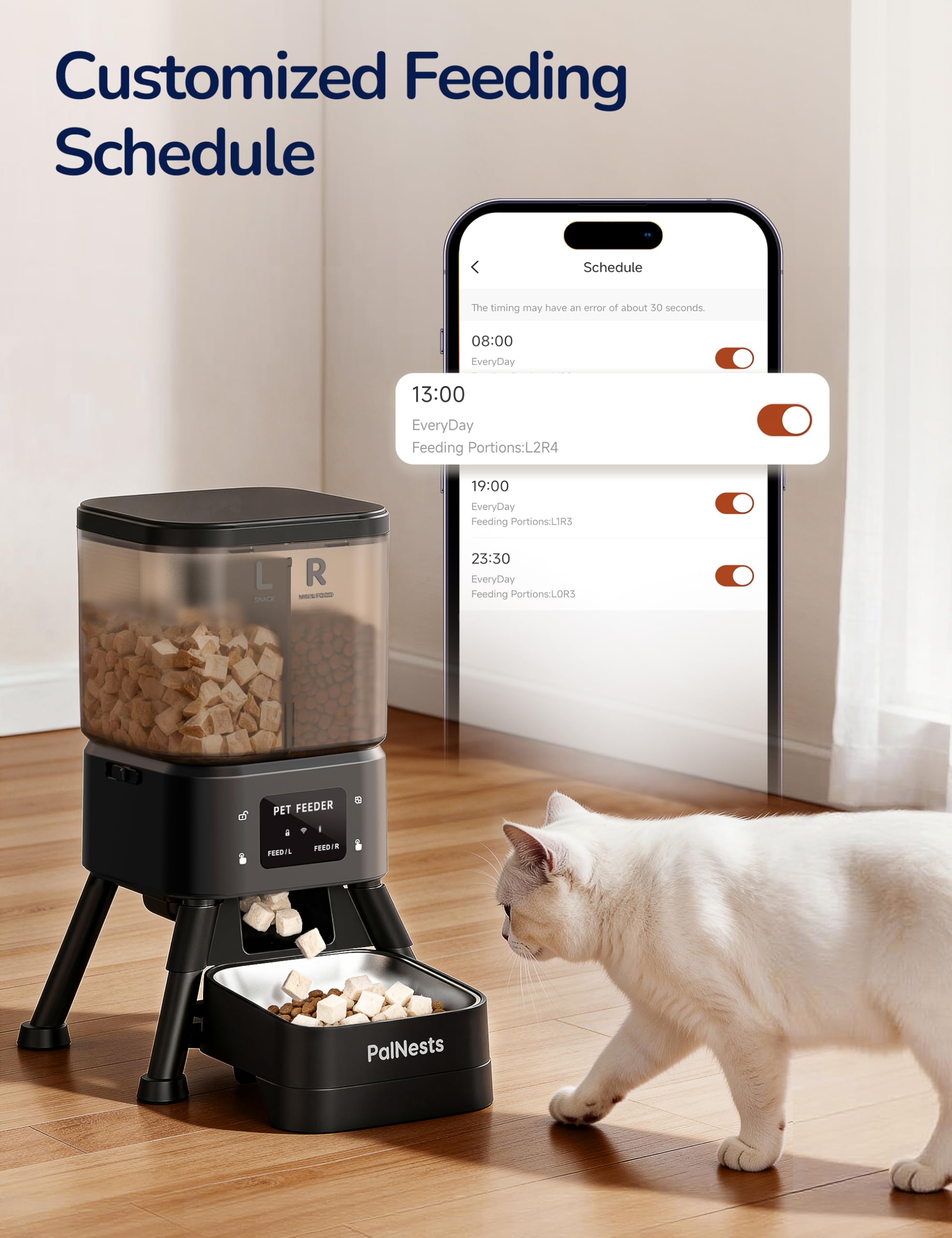 PalNests feeder treat compartment ready for customizable reward routines.
