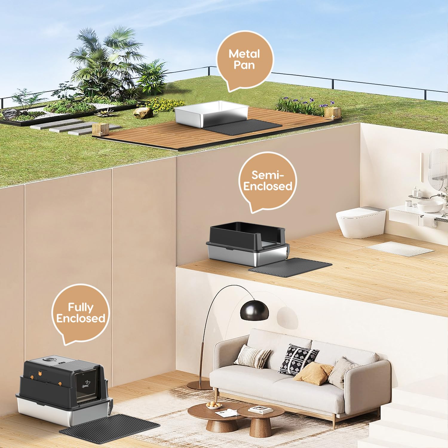 PalNests L8 Ultra-XXXL stainless steel surface; durable and rust resistant